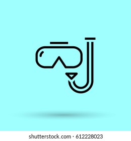 Diving scuba mask  line vector icon