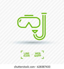 Diving scuba mask  line vector icon