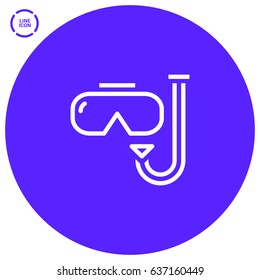 Diving scuba mask  line vector icon