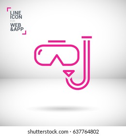 Diving scuba mask  line vector icon