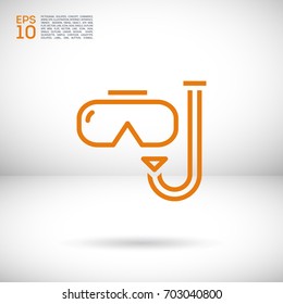 Diving scuba mask  line vector icon