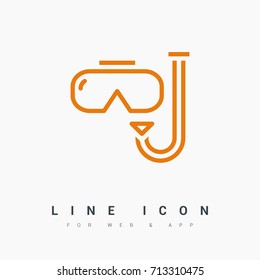 Diving scuba mask  line vector icon