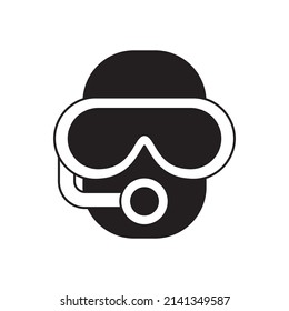 Diving, scuba, snorkel icon in black flat glyph, filled style isolated on white background