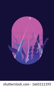 
Diving in the sea, Flat vector illustration