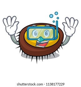 Diving sea urchin character cartoon