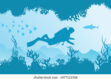 diving in the sea. vector illustration