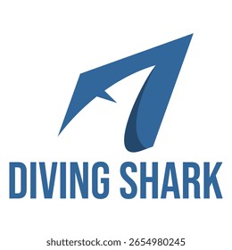 diving shark flat minimalist logo design