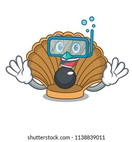 Diving shell with pearl character cartoon