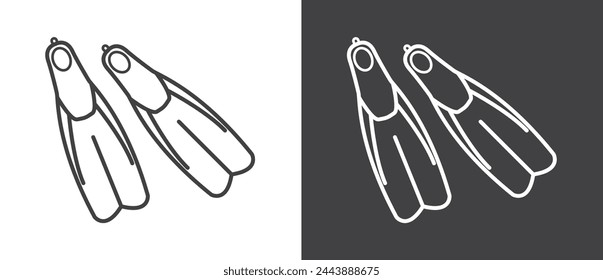 Diving shoes icon. Sport equipments flat icon. Modern sport equipments vector illustration in  black and white background.