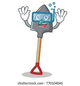 Diving shovel character cartoon style