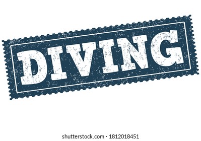 Diving sign or stamp on white background, vector illustration