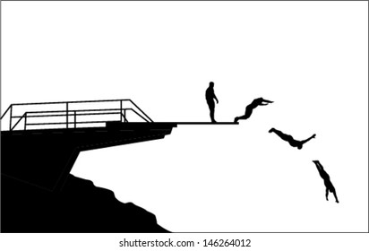 diving silhouettes