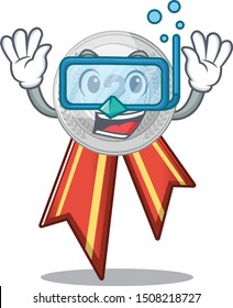 Diving silver medal isolated with the character