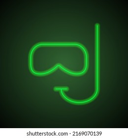 Diving simple icon vector. Flat desing. Green neon on black background with green light.ai