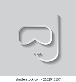 Diving simple icon vector. Flat desing. Paper style with shadow. Gray background.ai
