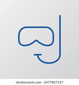 Diving simple icon vector. Flat desing. Paper cut design. Cutted blue symbol with shadow. Gray background.ai