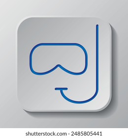 Diving simple icon vector. Flat desing. Paper cut design. Cutted blue symbol with shadow. Gray badge button, gray background.ai