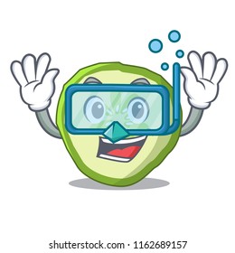 Diving sliced cucumber hamburger ingredient character cartoon