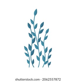 Diving snorkeling cartoon composition with image of sea weed with leaves vector illustration