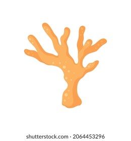 Diving snorkeling cartoon composition with isolated image of yellow coral vector illustration