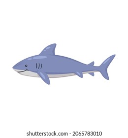 Diving snorkeling cartoon composition with isolated image of sea shark vector illustration