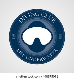 Diving and snorkeling vector logo icon symbol emblem sign, design element. Underwater travel concept illustration