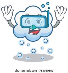 Diving snow cloud character cartoon