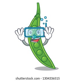 Diving snow pea in a cartoon bowl