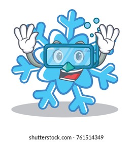 Diving snowflake character cartoon style