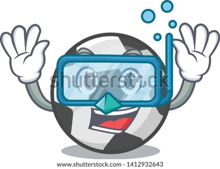 Diving soccer ball isolated with the mascot