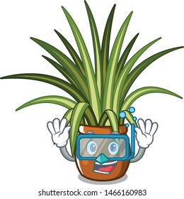 Diving spider plant isolated with in mascot