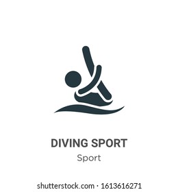 Diving sport glyph icon vector on white background. Flat vector diving sport icon symbol sign from modern sport collection for mobile concept and web apps design.