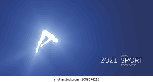 Diving sport shining silhouette 2021 new abstract modern blue background banner