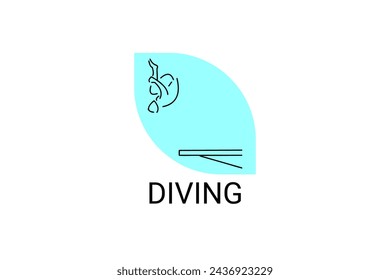 Icono de línea vectorial de buceo (deporte). nadador con deporte de buceo. signo. ilustración de pictograma deportivo