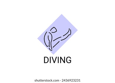 Icono de línea vectorial de buceo (deporte). nadador con deporte de buceo. signo. ilustración de pictograma deportivo