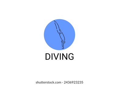 Icono de línea vectorial de buceo (deporte). nadador con deporte de buceo. signo. ilustración de pictograma deportivo