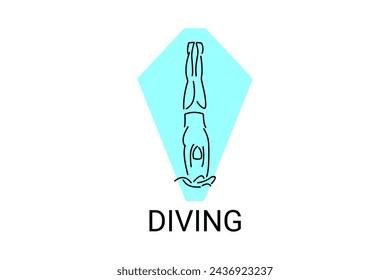 Icono de línea vectorial de buceo (deporte). nadador con deporte de buceo. signo. ilustración de pictograma deportivo