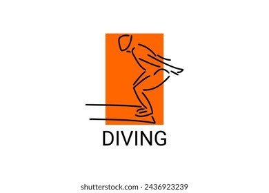 Icono de línea vectorial de buceo (deporte). nadador con deporte de buceo. signo. ilustración de pictograma deportivo