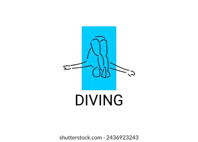 Icono de línea vectorial de buceo (deporte). nadador con deporte de buceo. signo. ilustración de pictograma deportivo