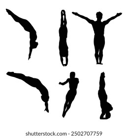 Diving Sports Silhouette Shape Drawing Vol 1