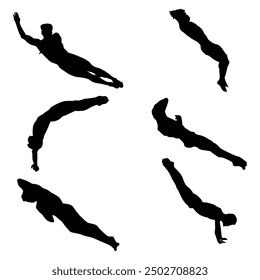 Diving Sports Silhouette Shape Drawing Vol 5