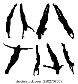 Diving Sports Silhouette Shape Drawing Vol 6