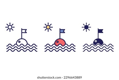 Diving spot line and solid illustration icon