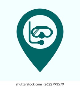 Diving Spot Map Pin Vector, Underwater Icon, Ocean Location Marker