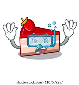 Diving strawberry cake character cartoon