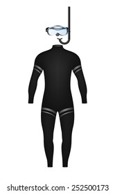 Diving suit and diving goggles with snorkel