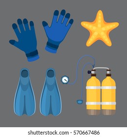 Diving suit scuba underwater equipment vector illustration.