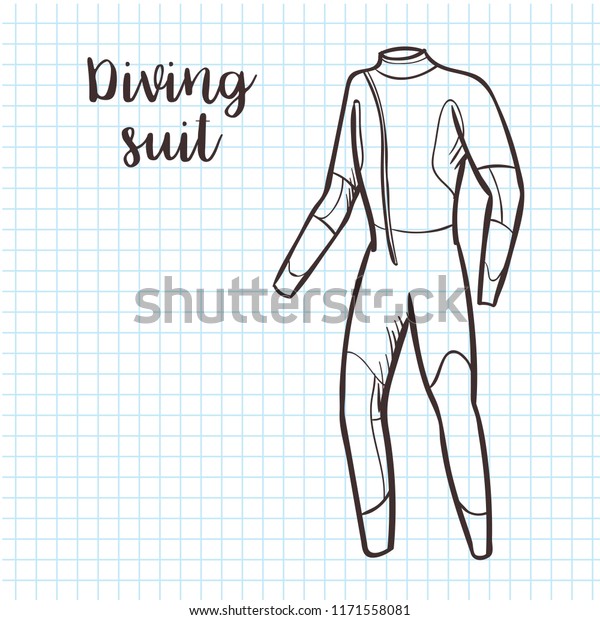 Diving Suit Sketch Style Vector Illustration Stock Vector Royalty Free