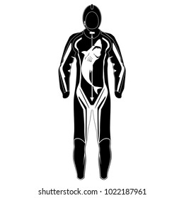 Diving suit vector illustration. Black template on white background, flat style design.