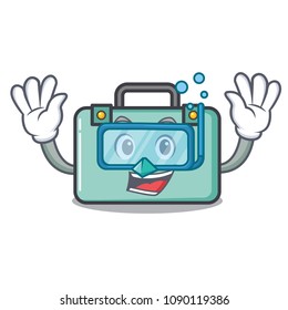 Diving suitcase character cartoon style